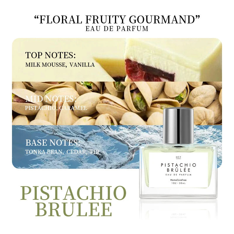 Parisian Chic Gourmand Perfume, Unisex Caramel Pistachio & Coconut Milk Scent, Creamy Vanilla Eau De Toilette Lasting Fresh 30ml