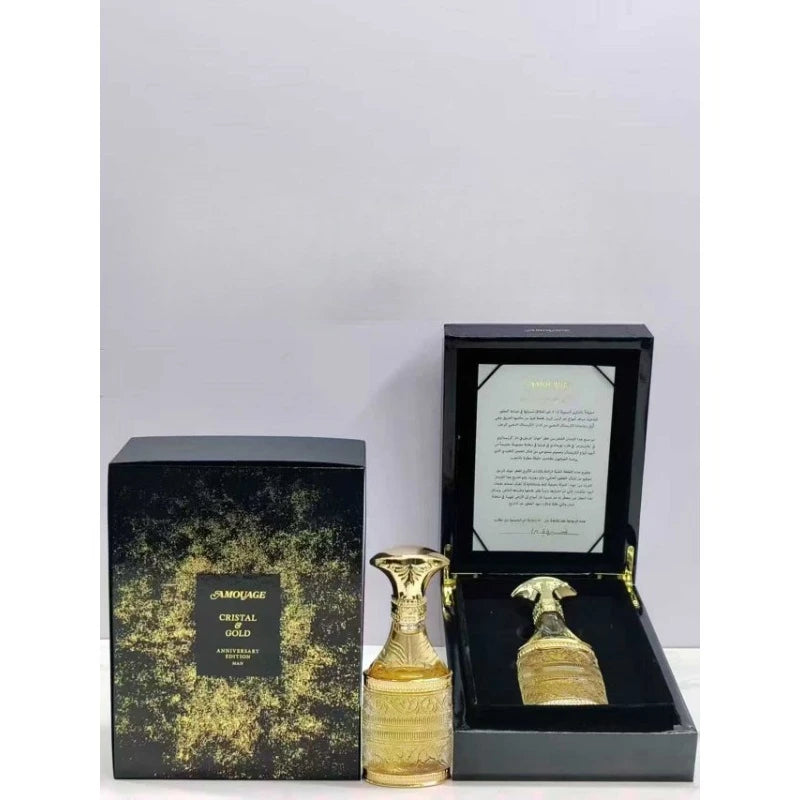 AMOUAGE Cristal Gold Luxury Man Eau De Parfum 50ml Long Lasting Elegant Radiant Sensual Scent Rich Amber Floral Warm Creamy Aura