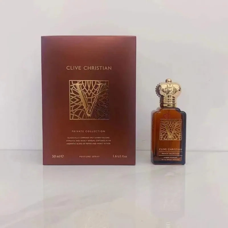 Clive Christian Mens Perfume 50ml Long Lasting Amberwood Fresh Fragrance Jasmine Rose Sandalwood Amber Musk Elegant Scent