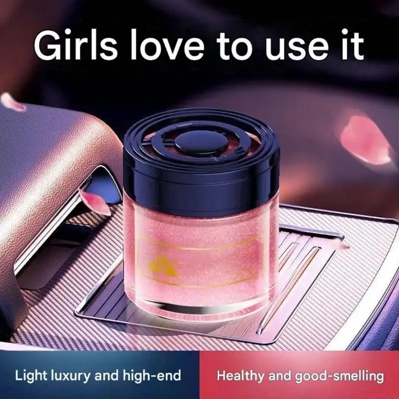 Premium Car Air Freshener In Decorative Transparent Jar With Flowing Glittering And Gentle Flower Aromatic D7YA
