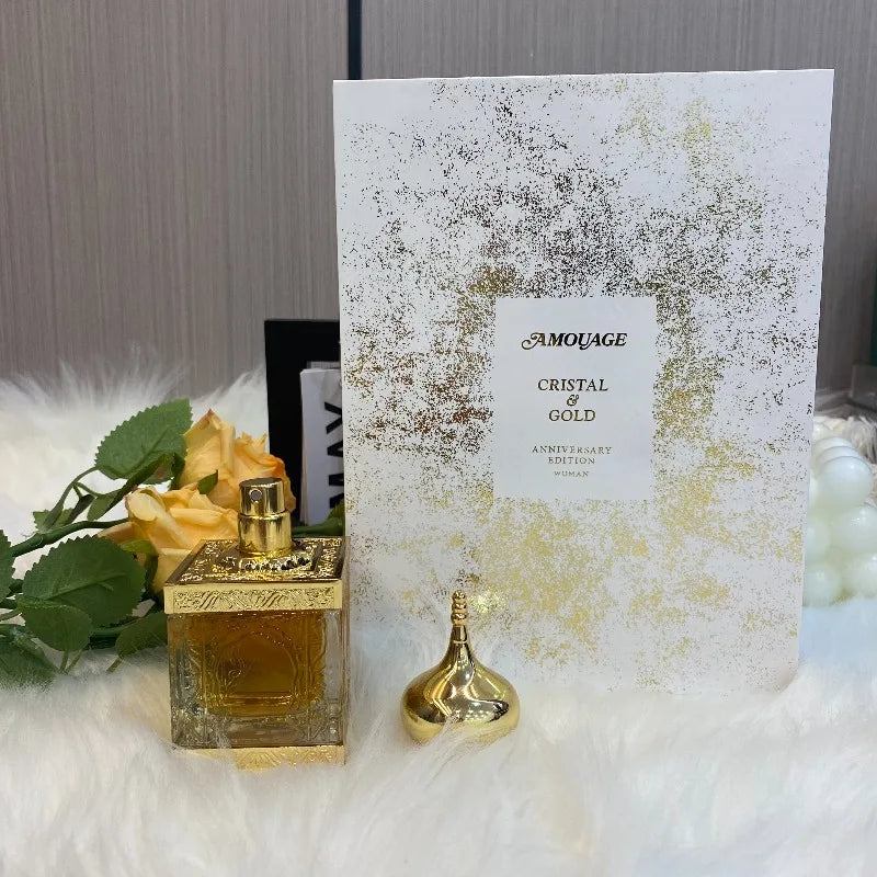 Amouage Cristal & Gold Luxury Aldehyde Chypre Perfume 50ml Long Lasting Cristal Gold Series Elegant Masculine Feminine Exquisite
