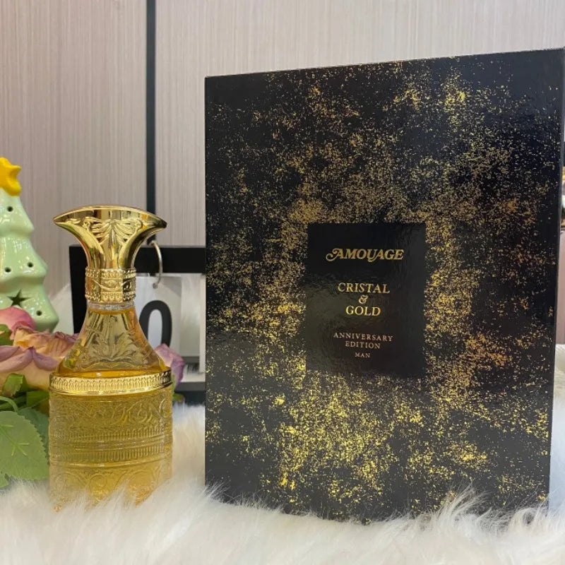 Amouage Cristal & Gold Luxury Aldehyde Chypre Perfume 50ml Long Lasting Cristal Gold Series Elegant Masculine Feminine Exquisite