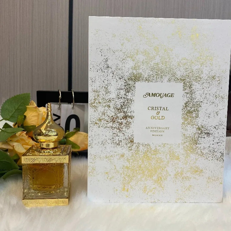 Amouage Cristal & Gold Luxury Aldehyde Chypre Perfume 50ml Long Lasting Cristal Gold Series Elegant Masculine Feminine Exquisite