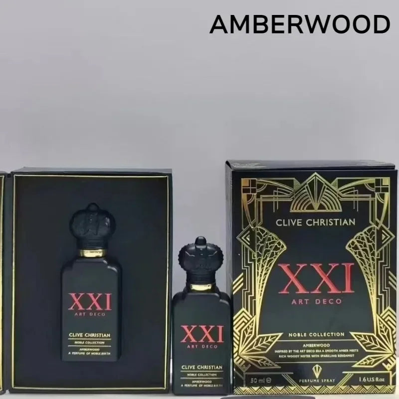 Clive Christian Mens Perfume 50ml Long Lasting Amberwood Fresh Fragrance Jasmine Rose Sandalwood Amber Musk Elegant Scent